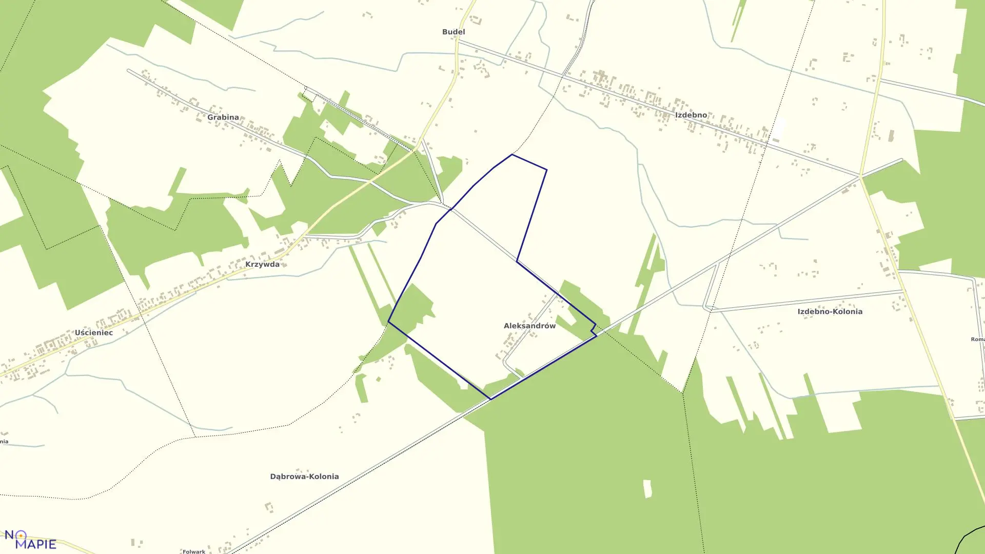 Mapa obrębu ALEKSANDRÓW w gminie Łaskarzew