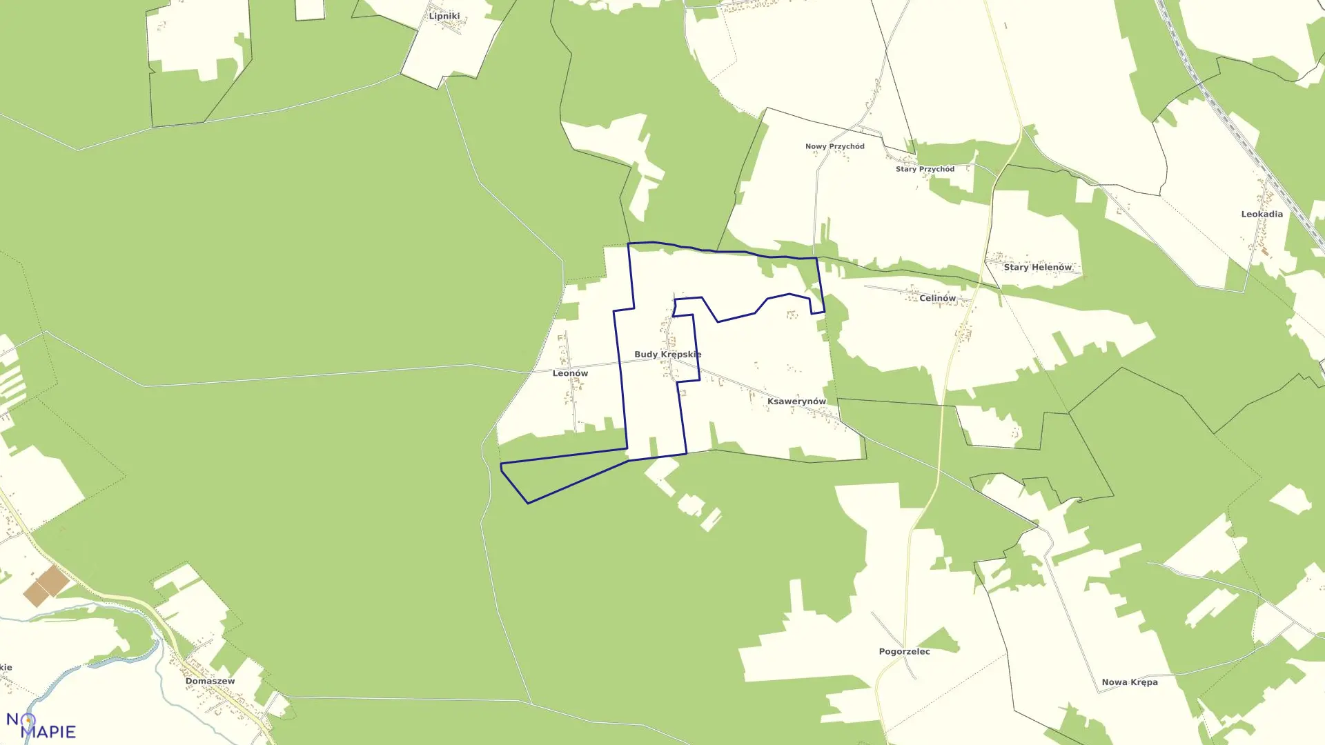Mapa obrębu BUDY KRĘPSKIE w gminie Łaskarzew
