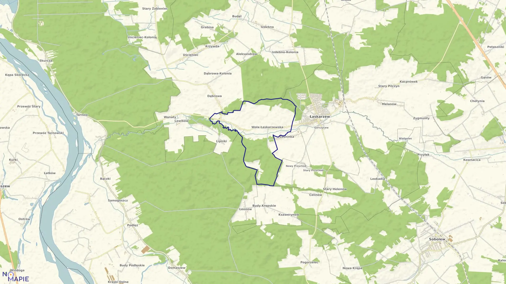 Mapa obrębu WOLA ŁASKARZEWSKA w gminie Łaskarzew